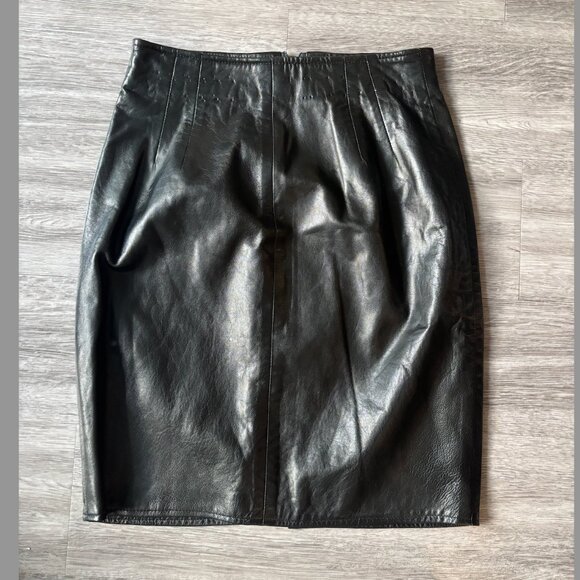 Vintage Vakko Zip Leather Skirt - Women's XS - Picture 2 of 4